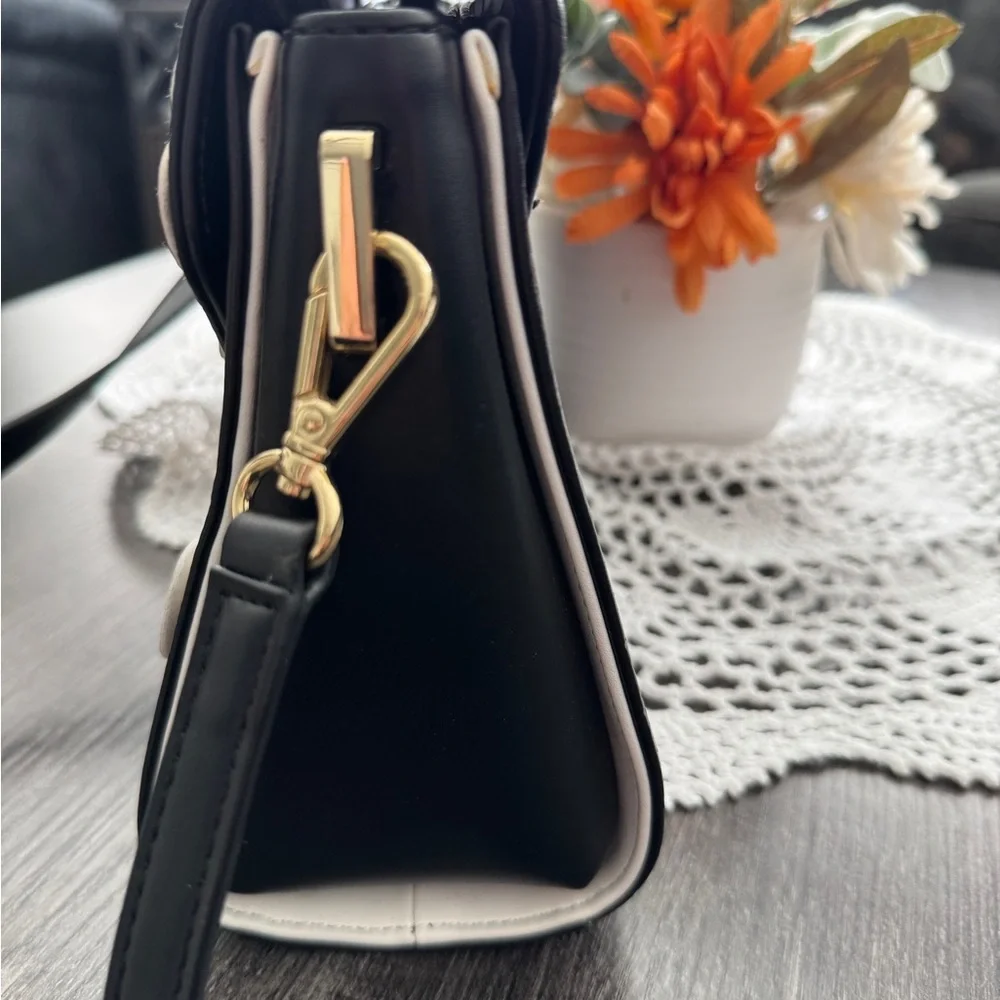 Ted Baker Black Floral Appliqué Satchel Crossbody Bag - Picture 6 of 16